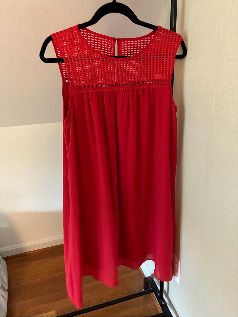 Max Studio Red Crochet Yoke Sleeveless Dress - Medium